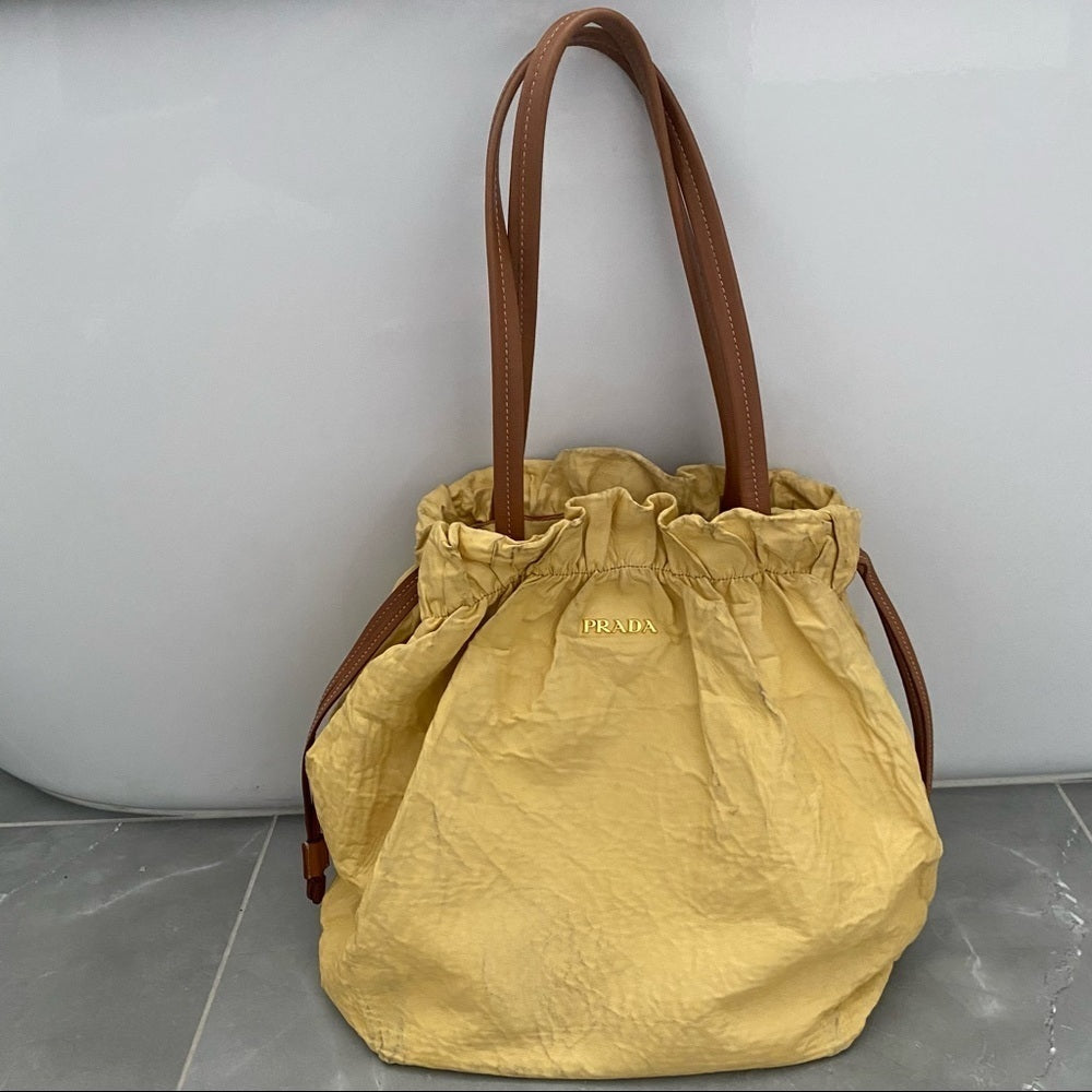 PRADA Yellow Drawstring Napa tote