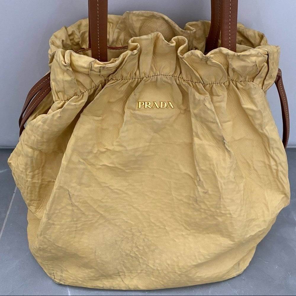 PRADA Yellow Drawstring Napa tote