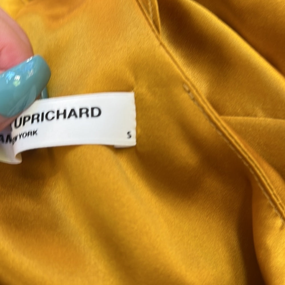 NWT Amanda Uprichard Women’s Mustard Bronze Silk Dress Size S
