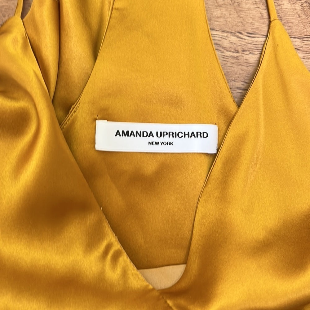 NWT Amanda Uprichard Women’s Mustard Bronze Silk Dress Size S