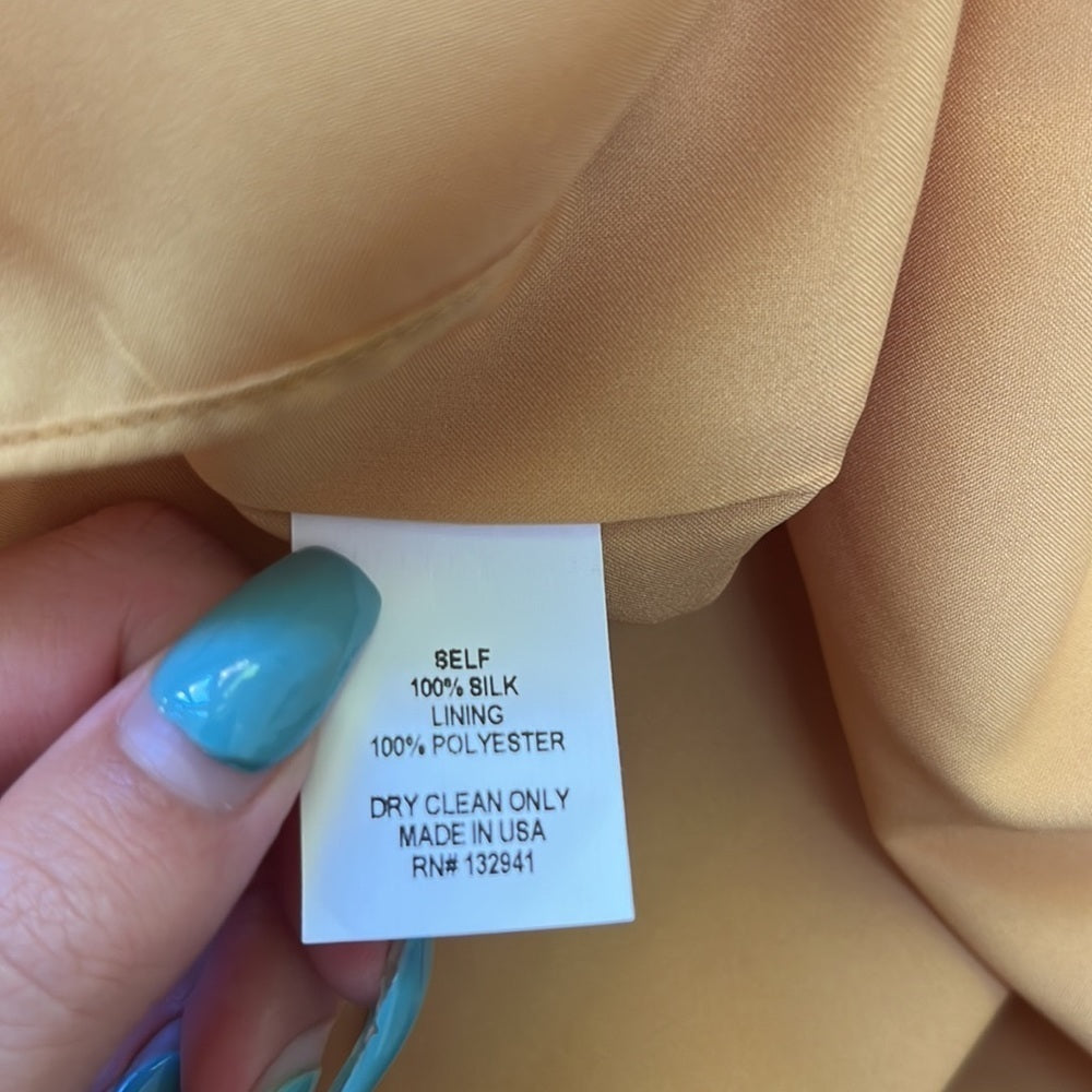 NWT Amanda Uprichard Women’s Mustard Bronze Silk Dress Size S