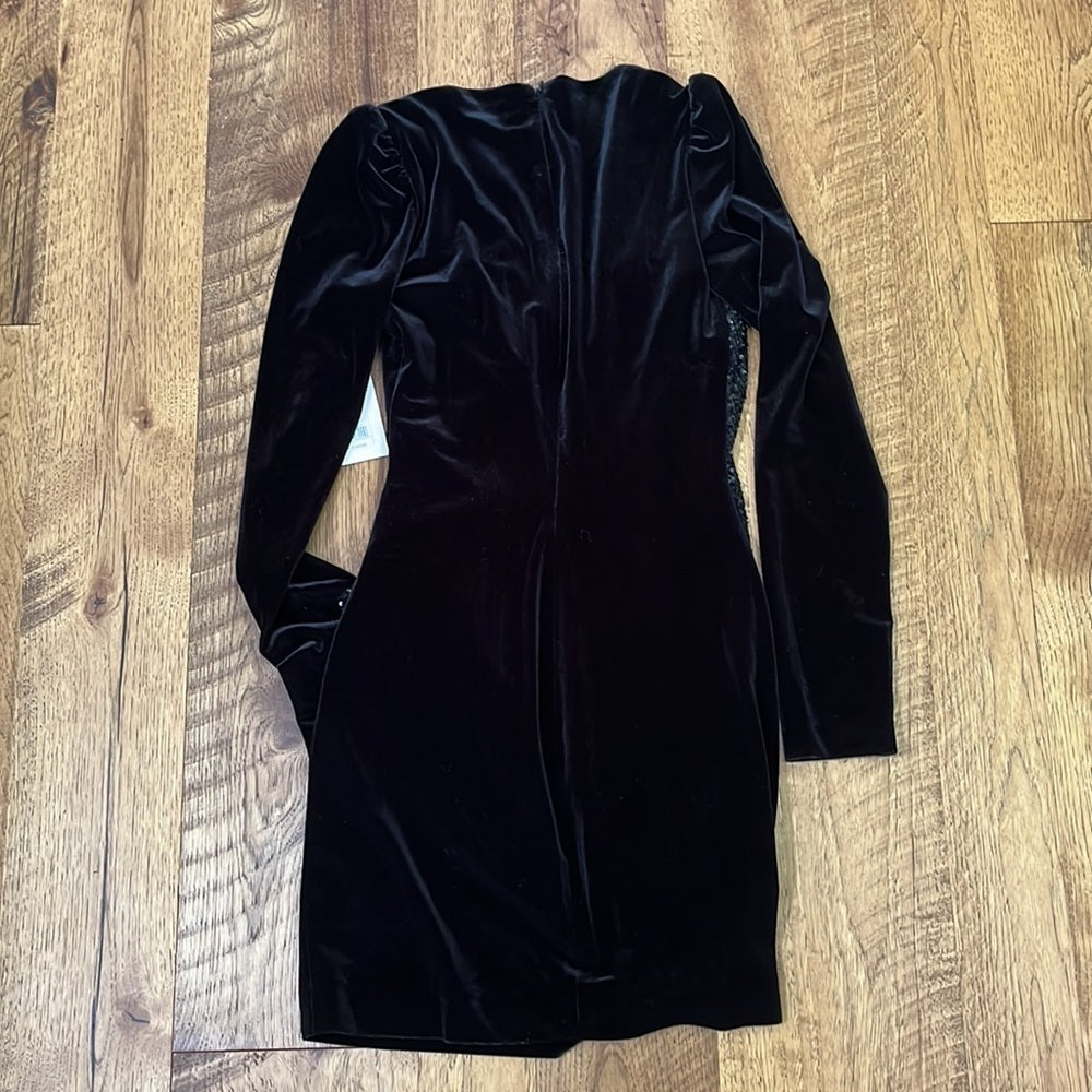 NWT Bailey/44 Women’s Black V-Neck Velvet Sparkly Cocktail Dress Size XS