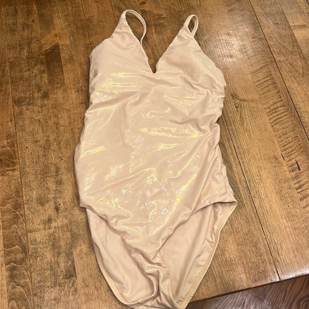 NWT Pilyq Women’s Pink Sparkly V-neck One Piece Size S