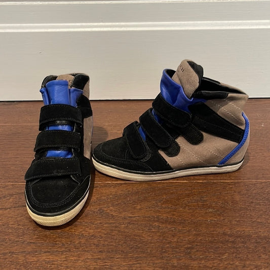 Coach Suede Women’s Black and Tan Wedge Sneakers Size 5