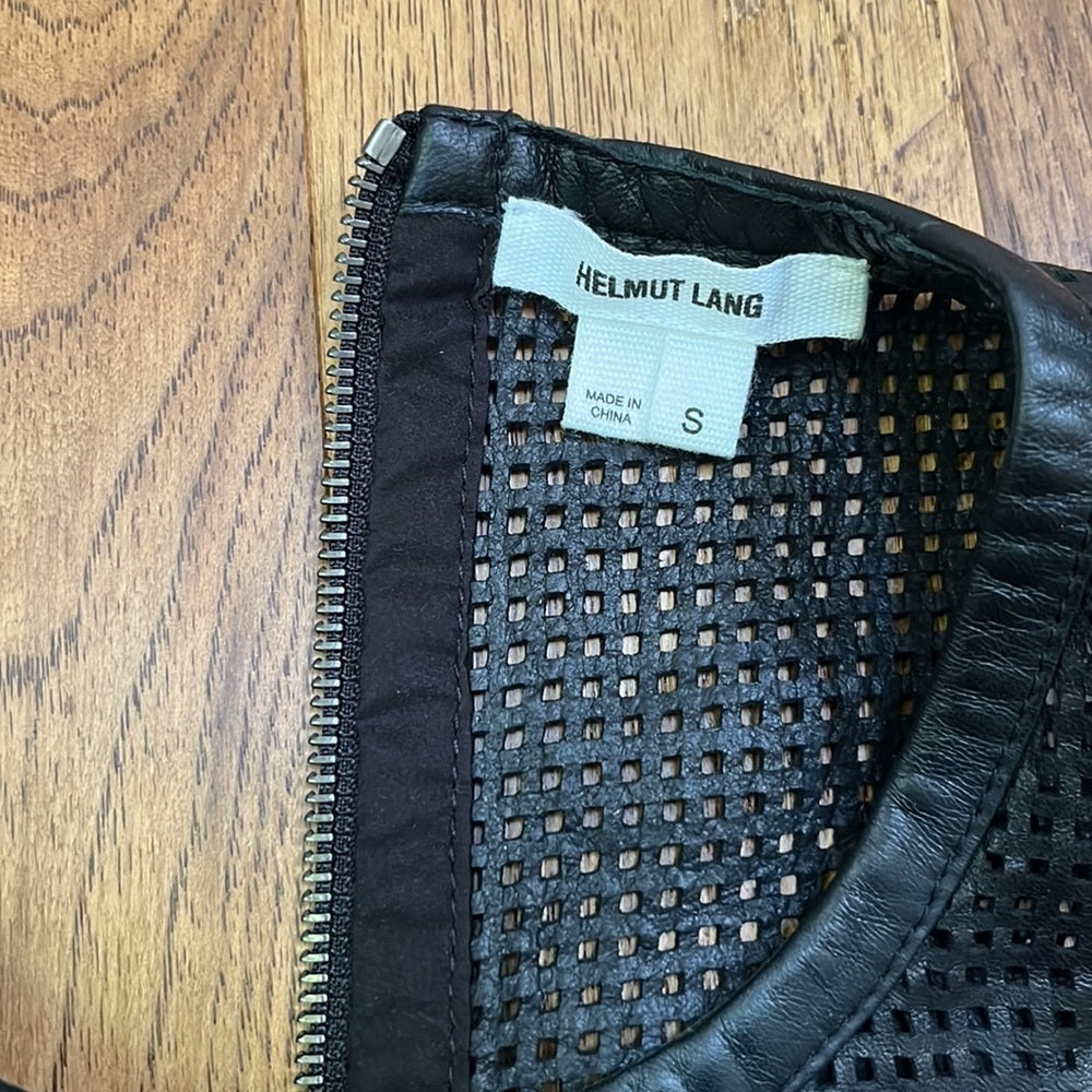 Helmut Lang Women’s Black Perforated See Through Leather Tank Size S