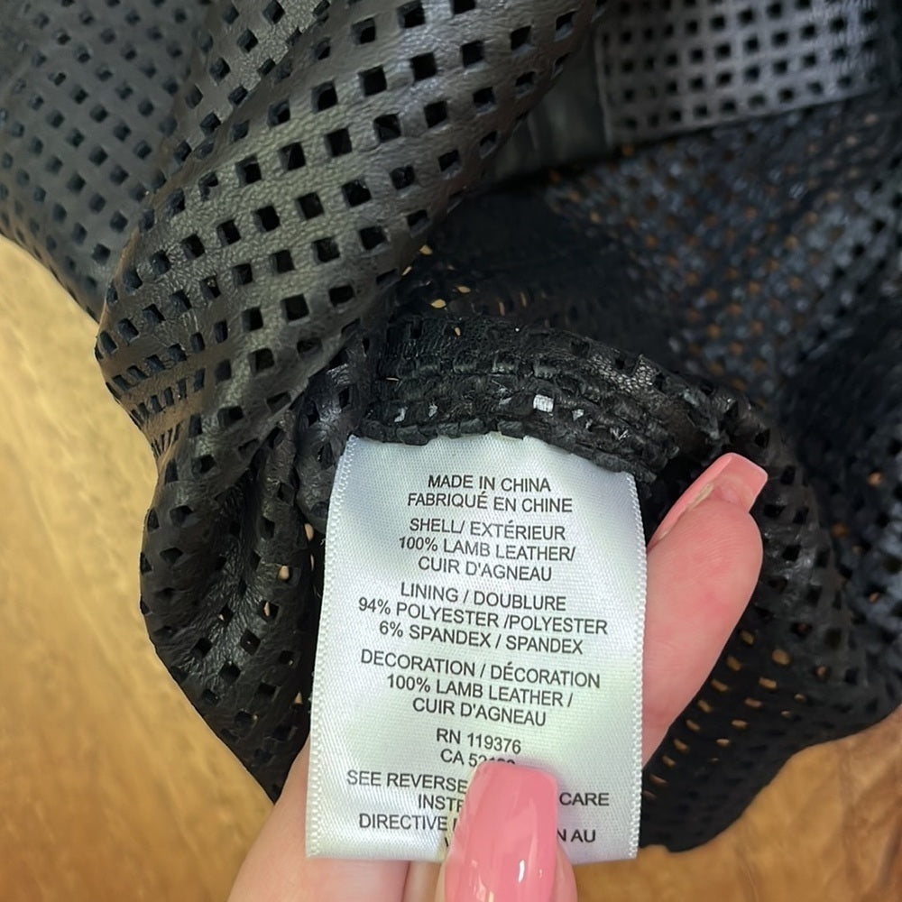 Helmut Lang Women’s Black Perforated See Through Leather Tank Size S