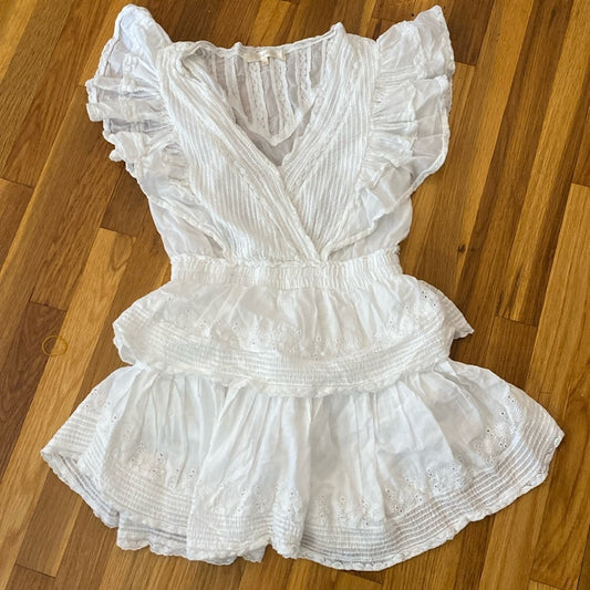 LoveShackFancy Women’s White Cotton Ruffled Dress Size S