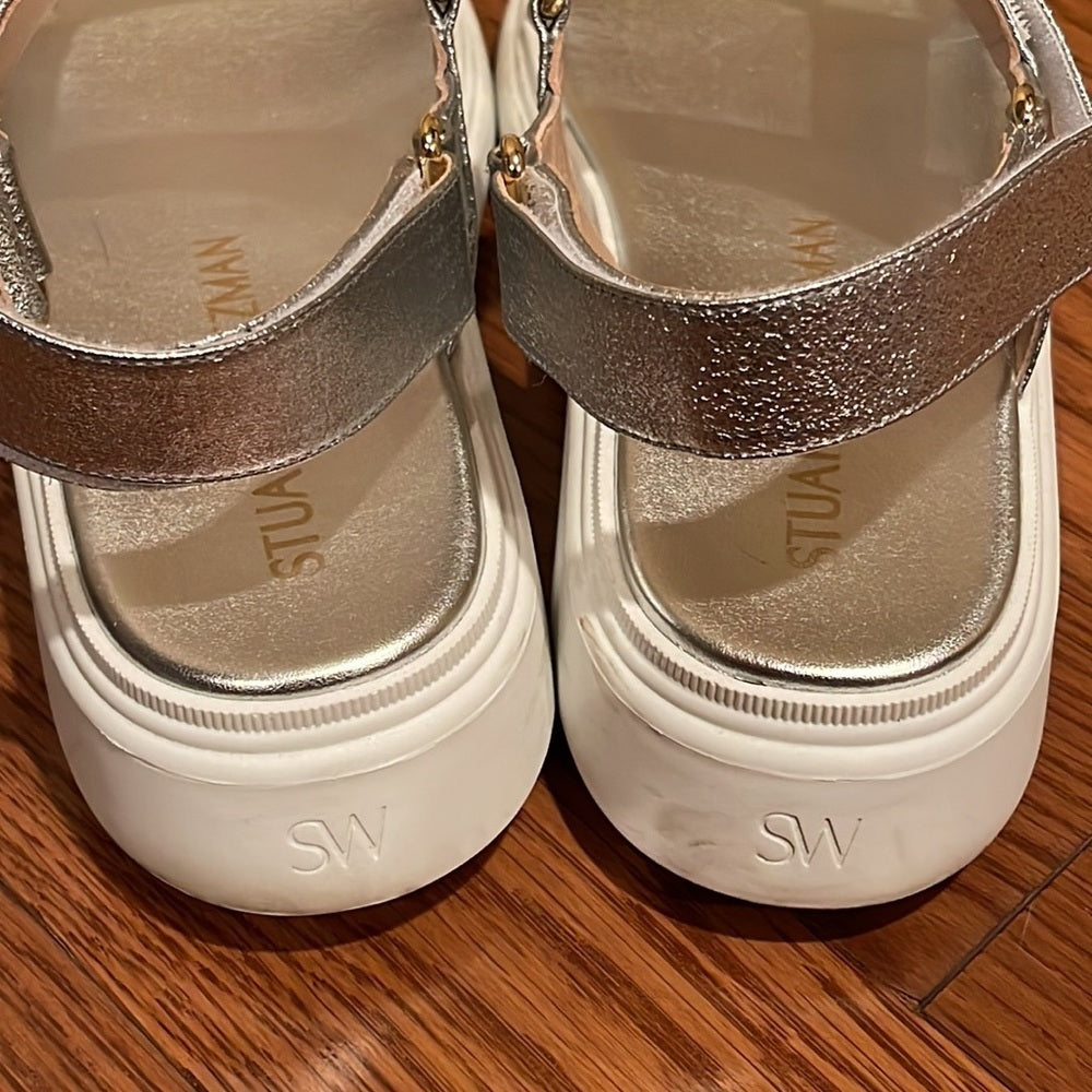 Stuart Weitzman Women’s Silver Zoelie Sandals Size 8.5