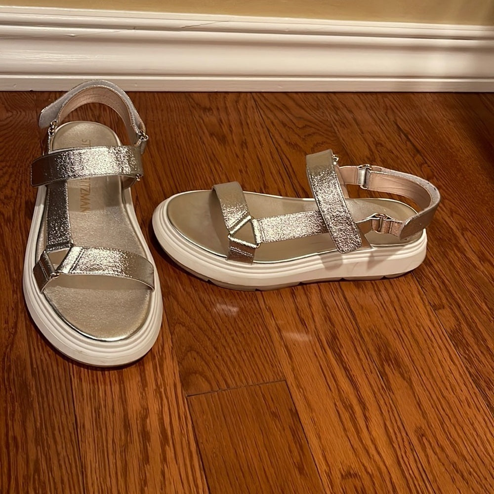 Stuart Weitzman Women’s Silver Zoelie Sandals Size 8.5