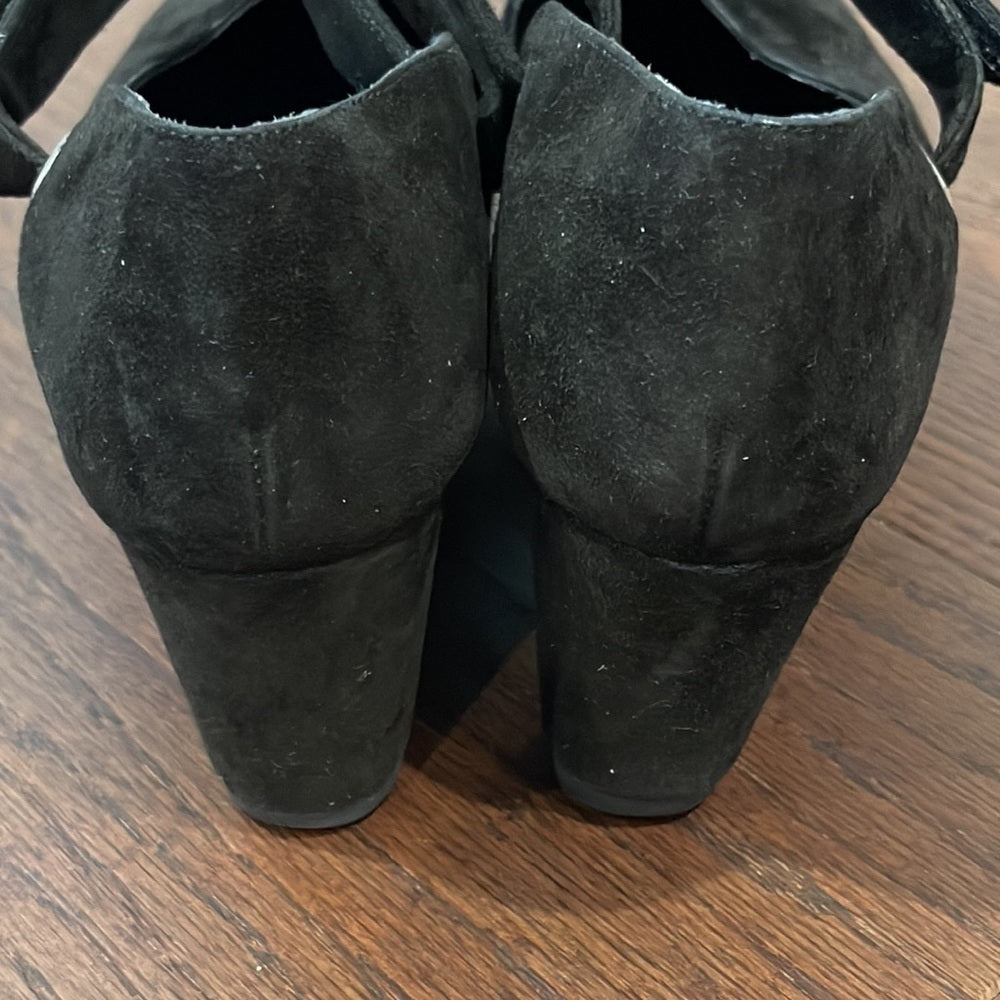Robert Clergerie Black Suede Wedges Size 8.5