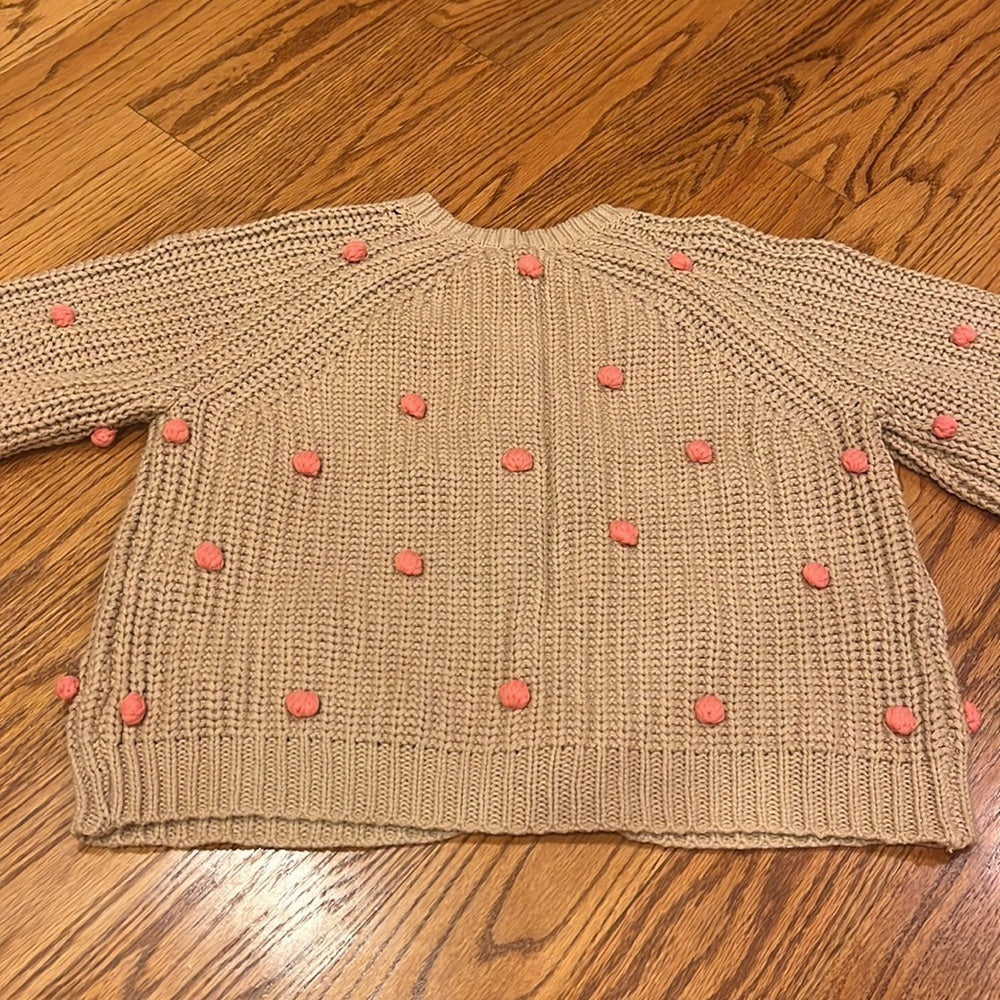 The GREAT Woman’s Tan Cardigan With Pink Pom Poms Size 0