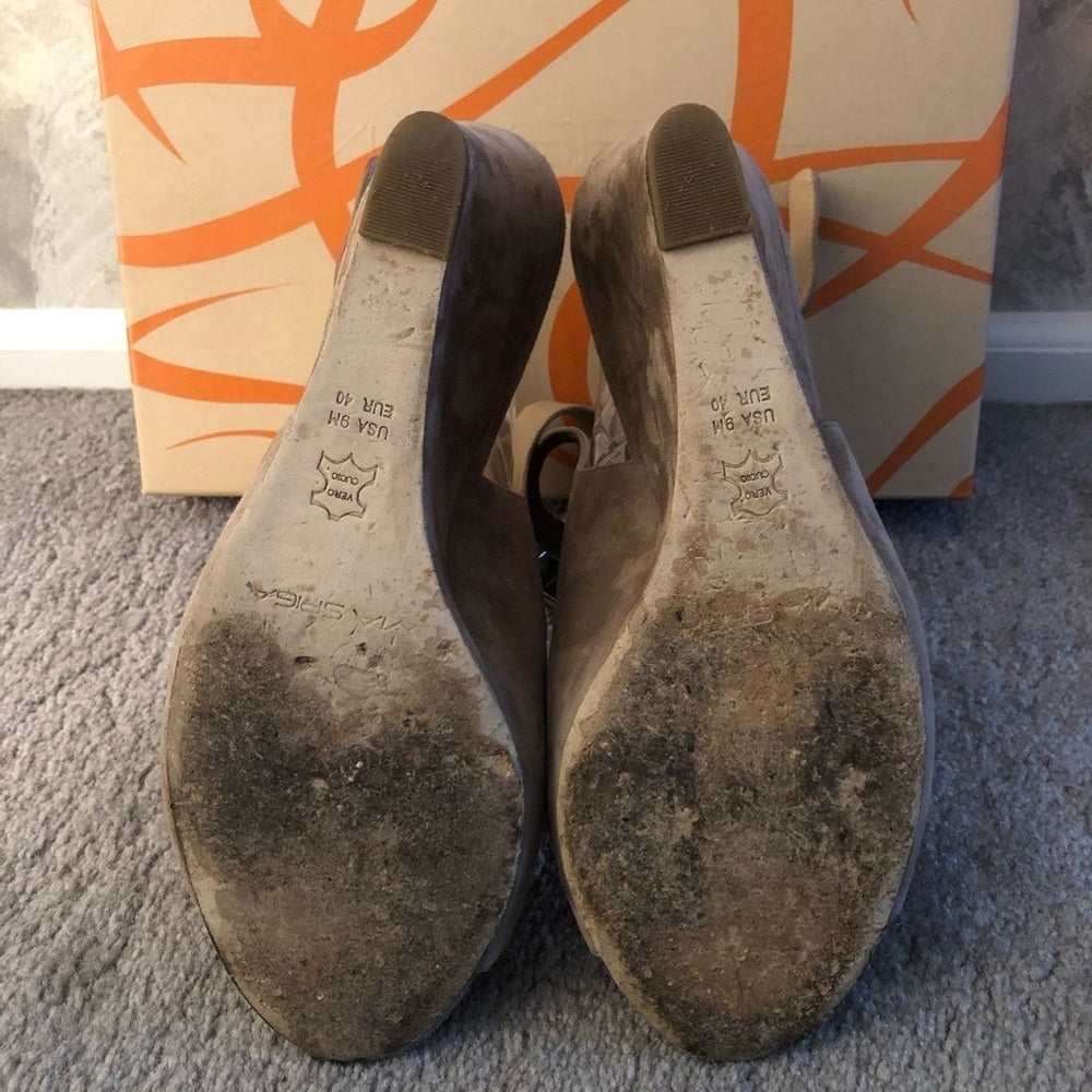 VIA Spiga Beige Suede Wedges Size 9