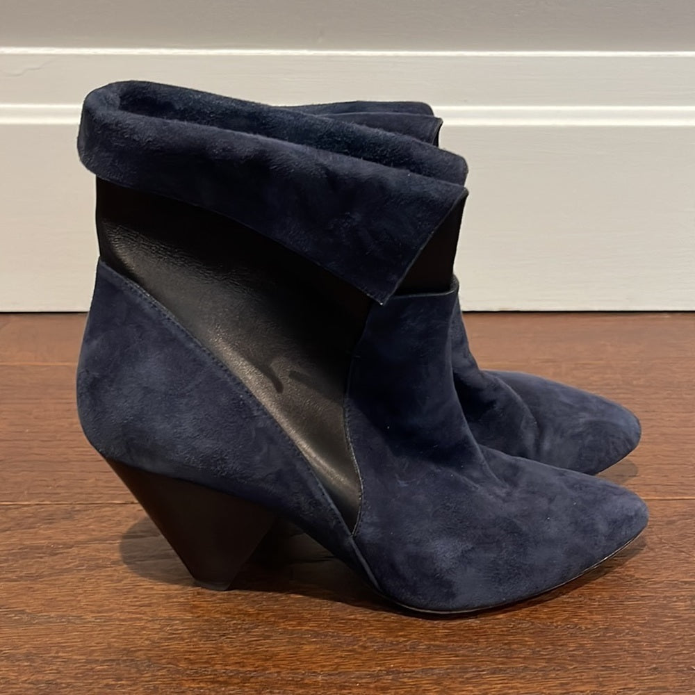 Veronica Beard Women’s Blue Suede and Black Leather Booties Size 39/9