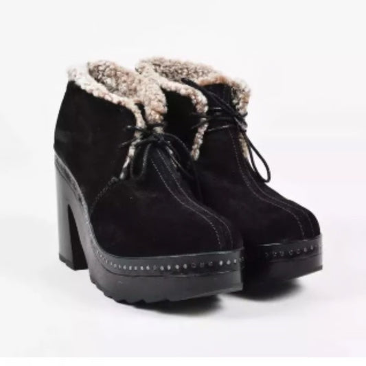 Rag & Bone Women’s Black Suede Fur Lined Clogs Size 7