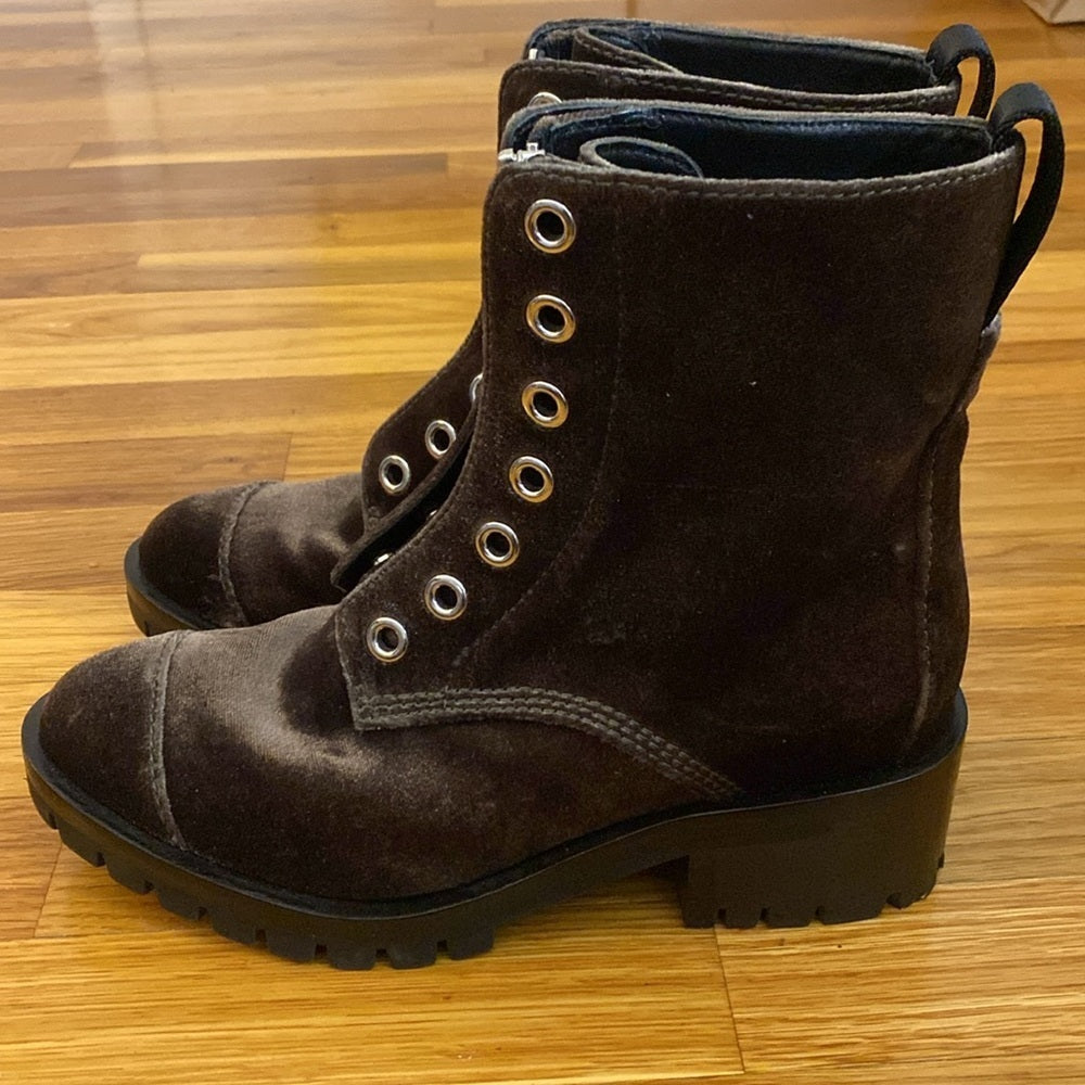 3.1 Phillip Lim Women’s Gray Suede Combat Boots With Front Zipper Size 37.5/7.5