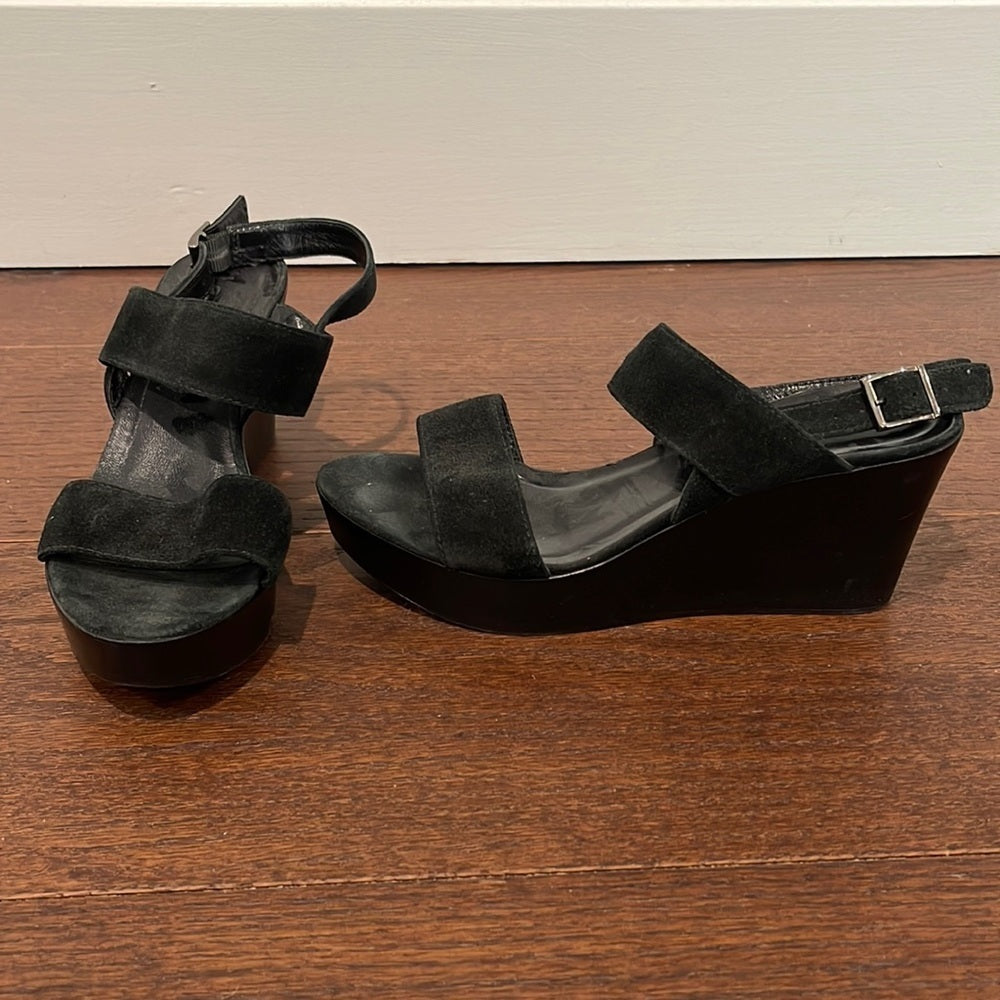 Lamica Black Suede Wedge Size 38/8