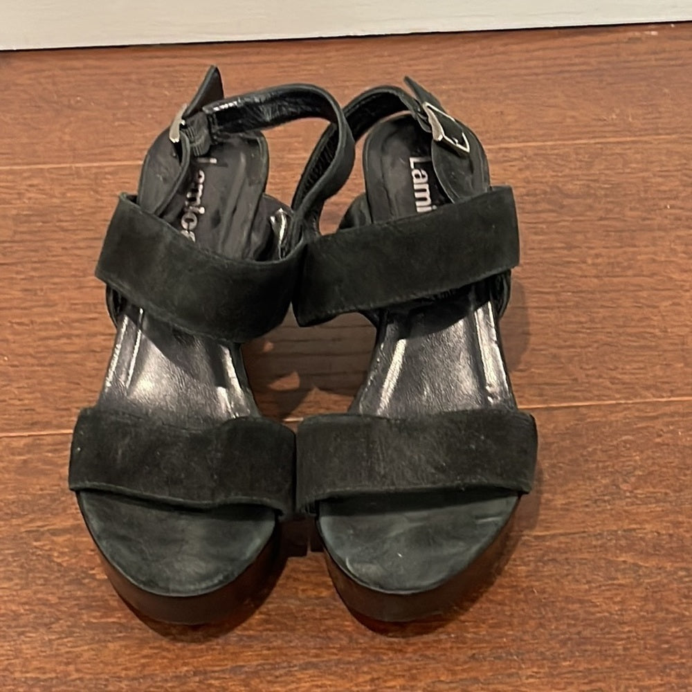 Lamica Black Suede Wedge Size 38/8