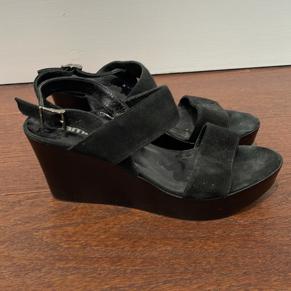 Lamica Black Suede Wedge Size 38/8