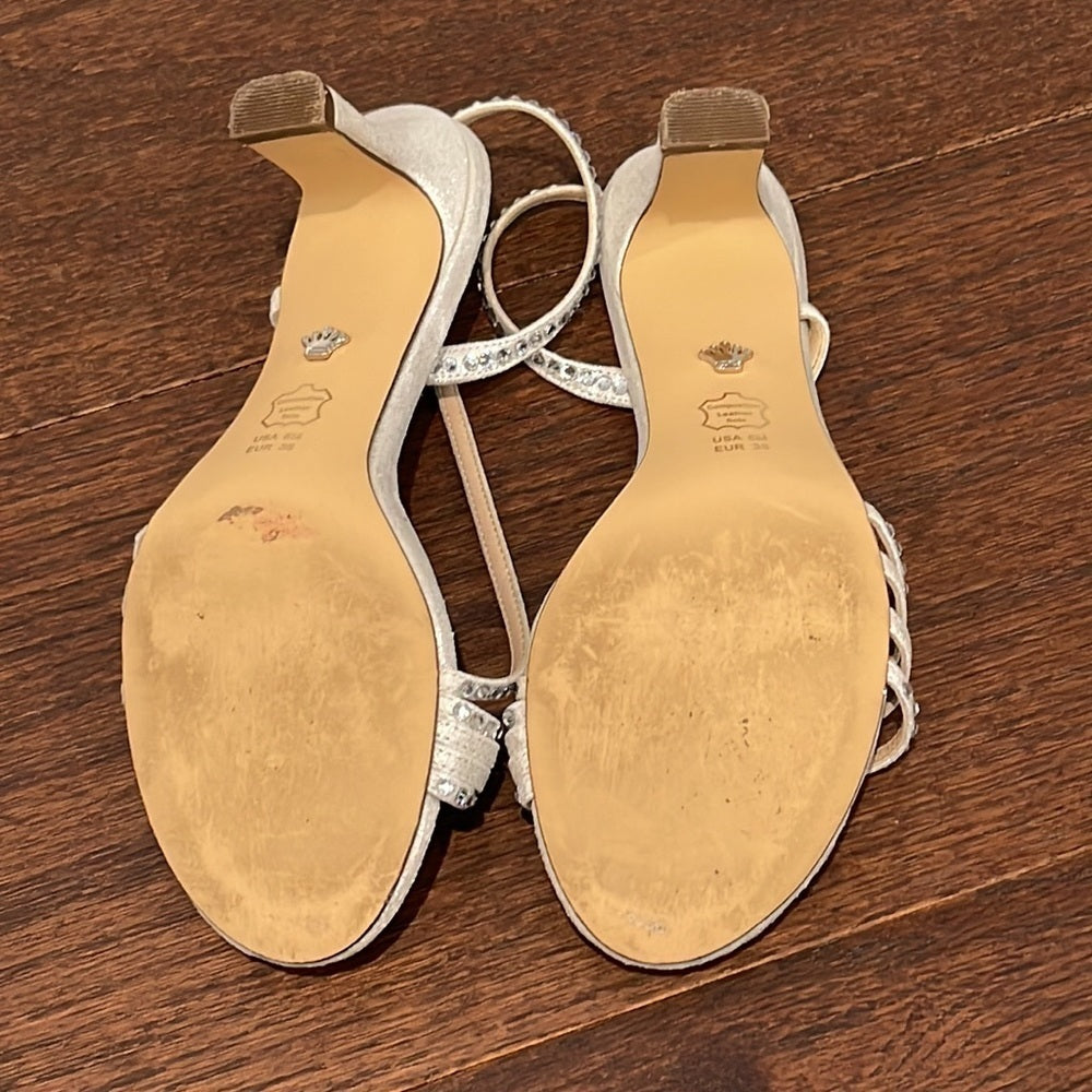 Nina White and Silver Girls Heels Size 5