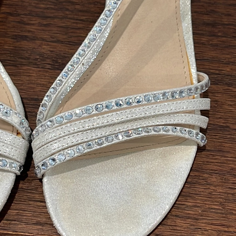 Nina White and Silver Girls Heels Size 5