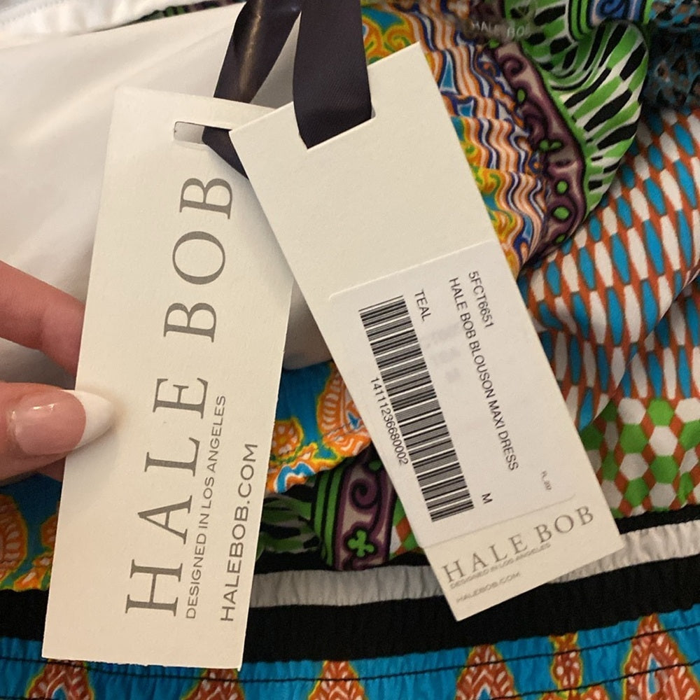 NWT Hale Bob Women’s Multicolored Printed Strapless Maxi Dress Size M