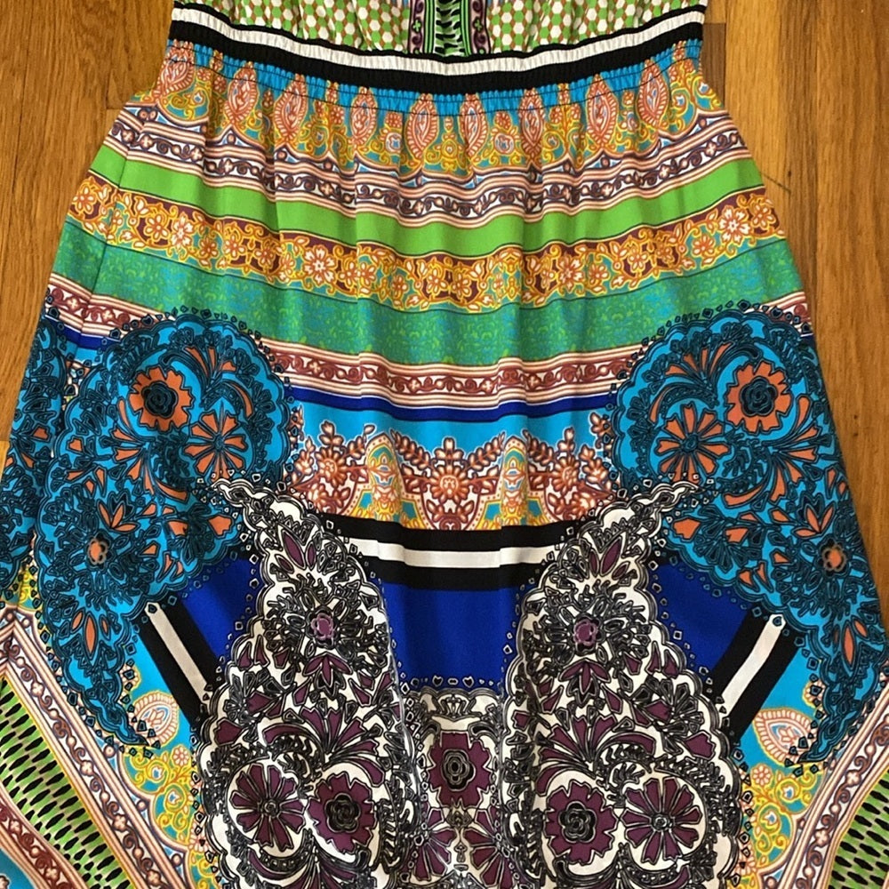 NWT Hale Bob Women’s Multicolored Printed Strapless Maxi Dress Size M