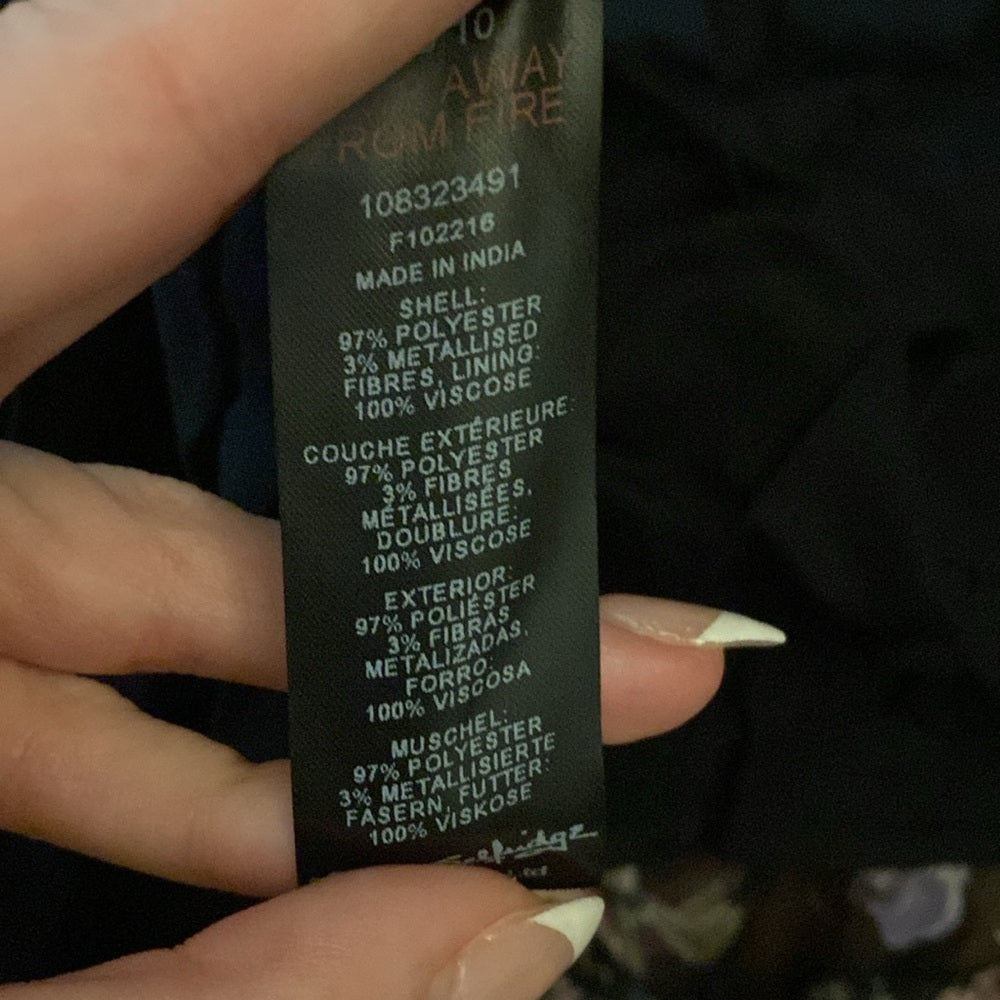 NWT Miss Selfridge Women’s Black and Pink Floral Printed Maxi Dress Size 10