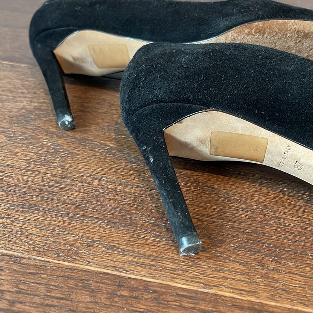 Christian Dior Black Suede Round Toe Pumps Size 37