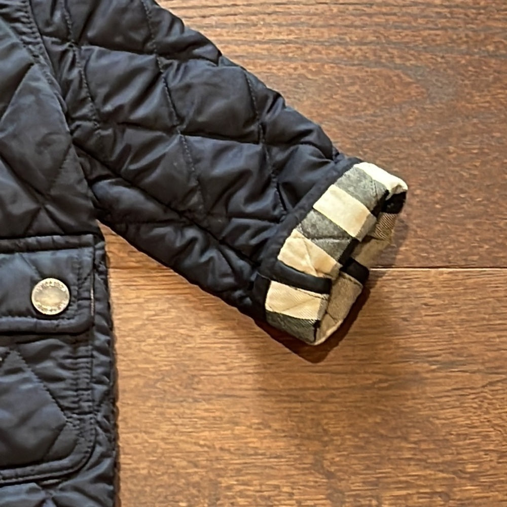 Burberry Kids Navy Quilted Jacket Size 12 Months