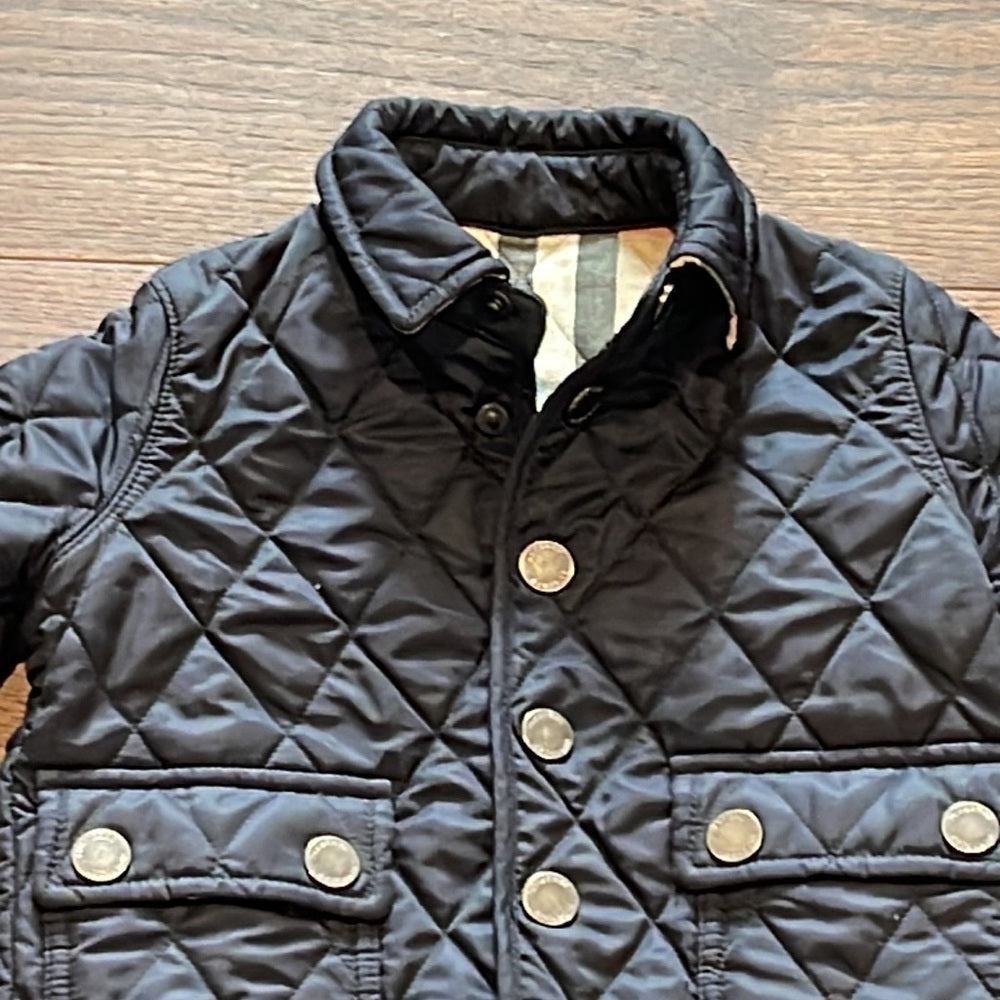 Burberry Kids Navy Quilted Jacket Size 12 Months