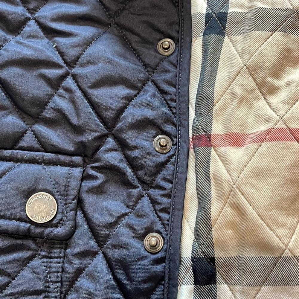 Burberry Kids Navy Quilted Jacket Size 12 Months