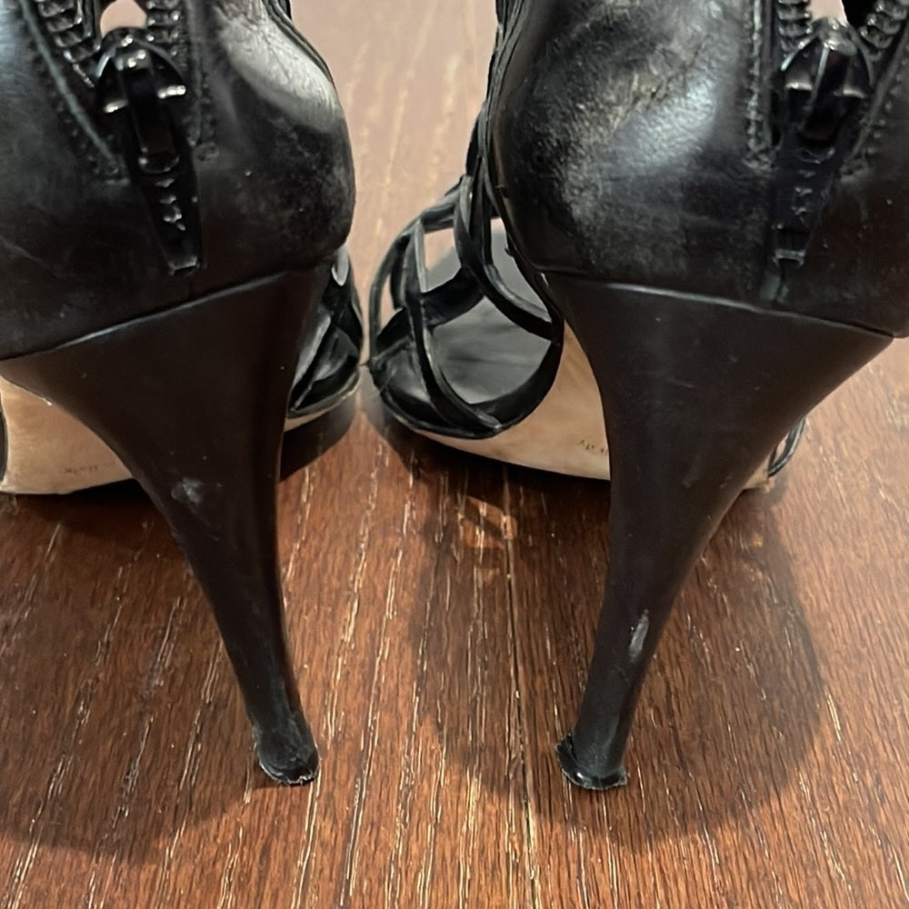 Manolo Blahnik Black Peep Top Sandals Size 39