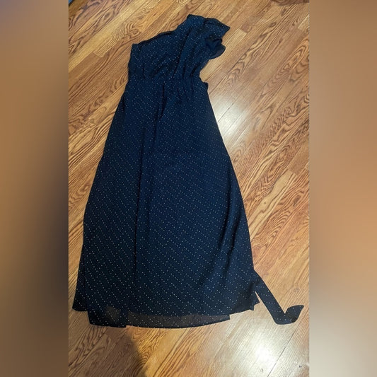Maje Spotted Black One Shoulder Dress Size 2/Medium