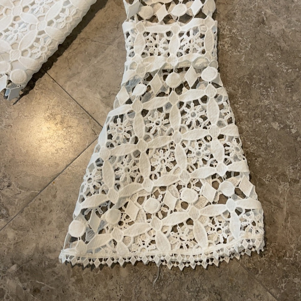 Lucy Paris White Eyelet Bell Sleeve Top Size M