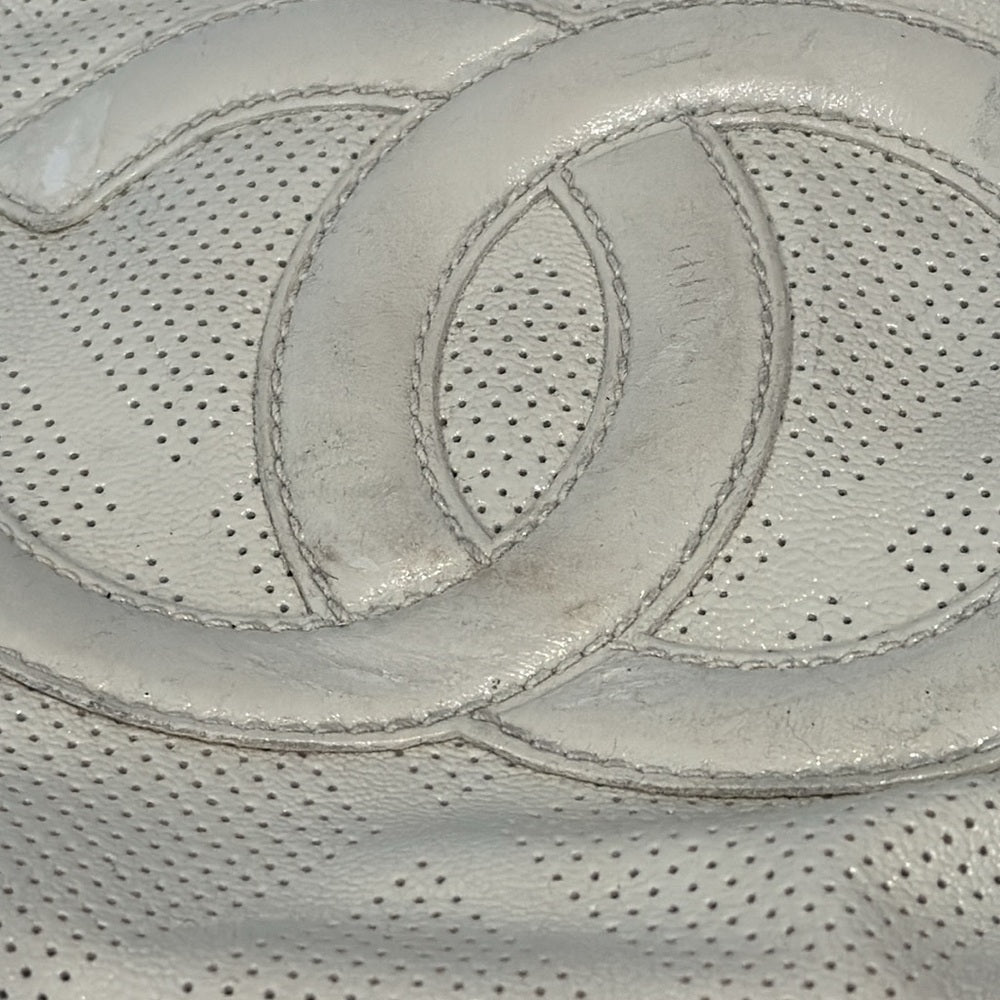 Chanel Off-White Perforated Leather CC Tote