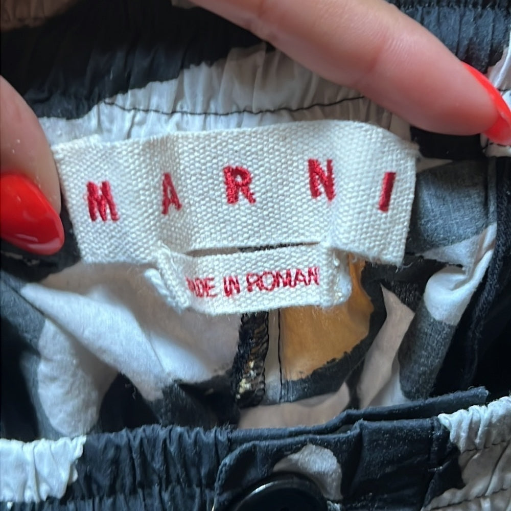 Marni Men’s Black White and Yellow Swim Trunks Size 46/US Small