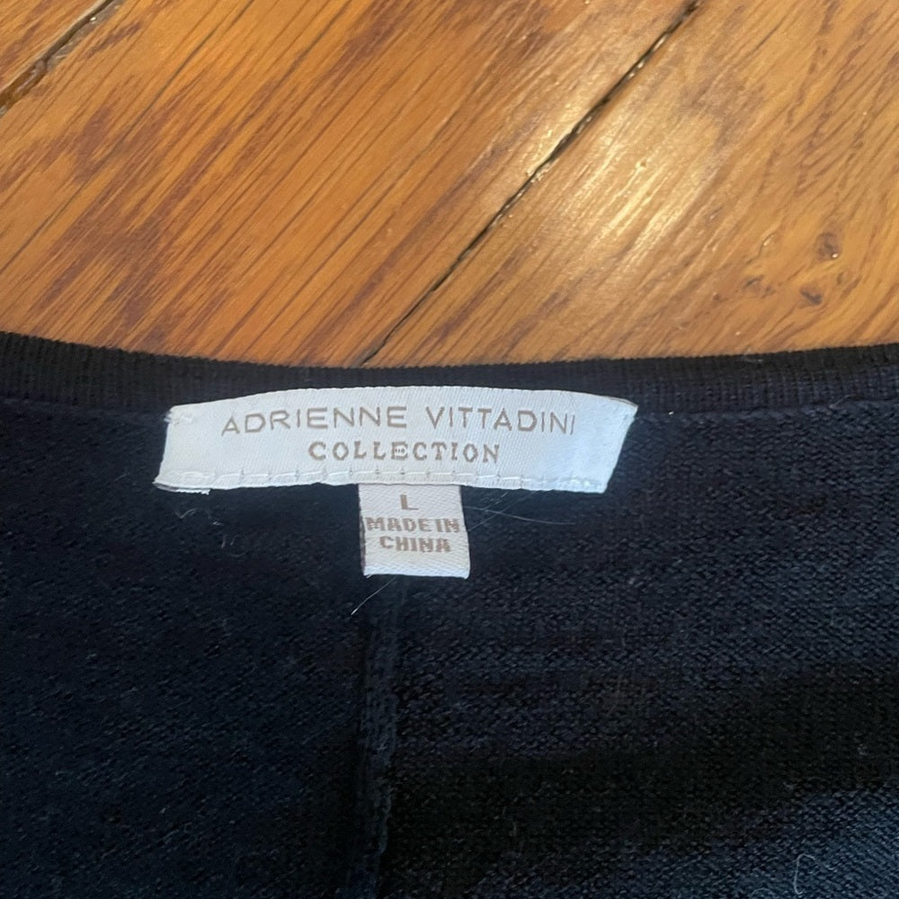 Adrienne Vittadini Black Seqin Long Sleeve Top Size Large