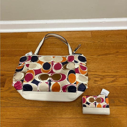 Coach Women’s Multicolor Purse and Matching Wallet