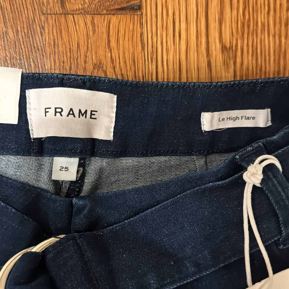 NWT Frame Women's Le High-Rise Flare Leg Belted Jeans Size 25