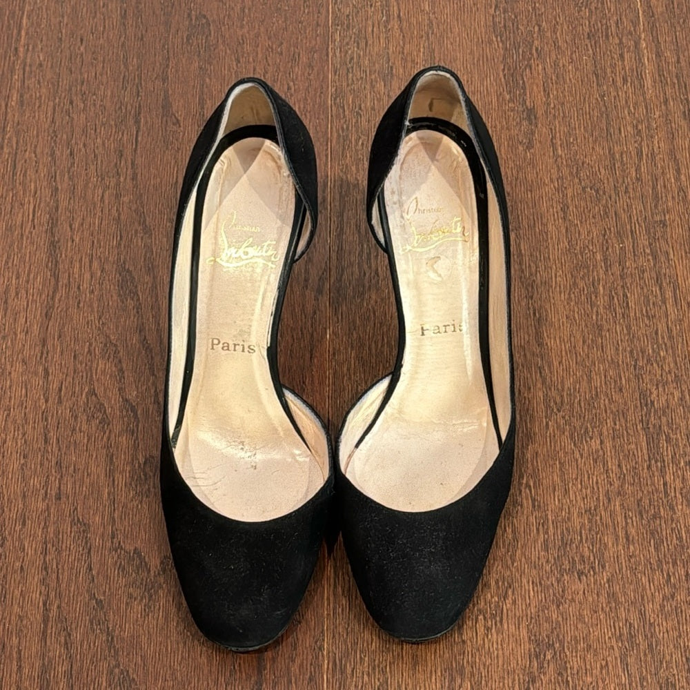 Christian Louboutin Women’s Black Suede Round Toe D’Orsay Pumps Size 40/10