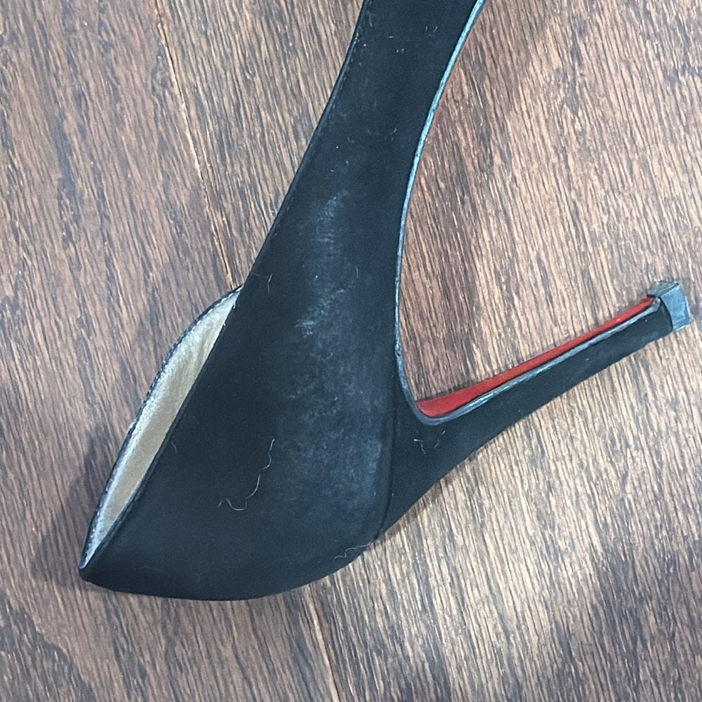 Christian Louboutin Women’s Black Suede Round Toe D’Orsay Pumps Size 40/10