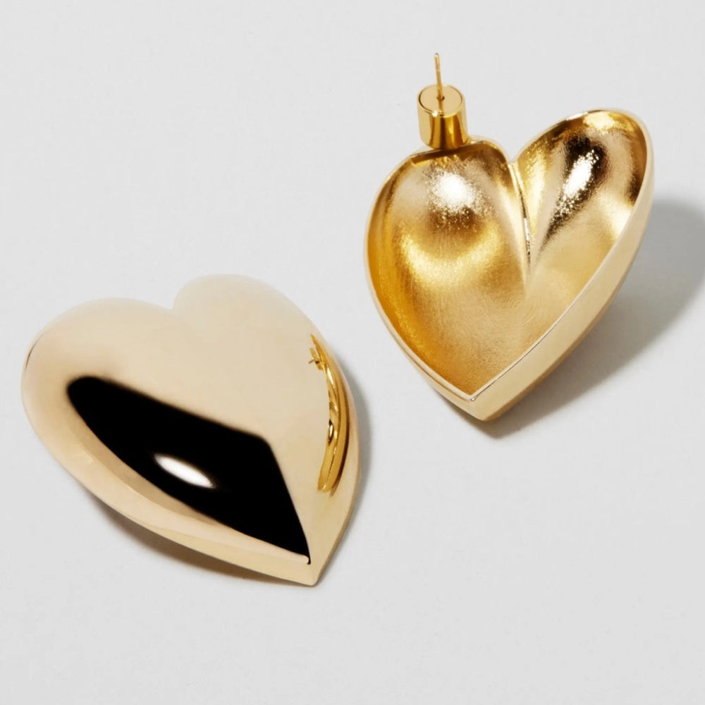 NWT Jennifer Fisher Puffy Heart Earrings Gold