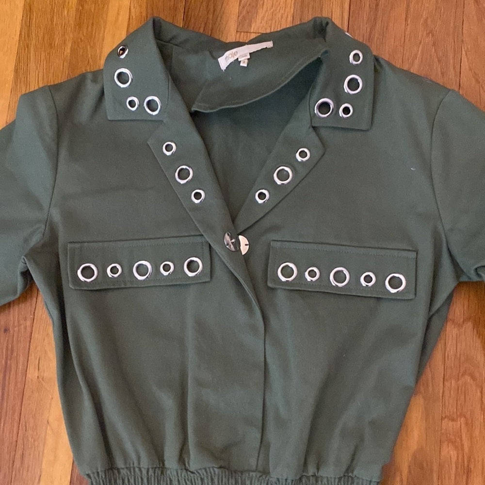 Maje Women’s Green Cotton Mini Dress Size 40