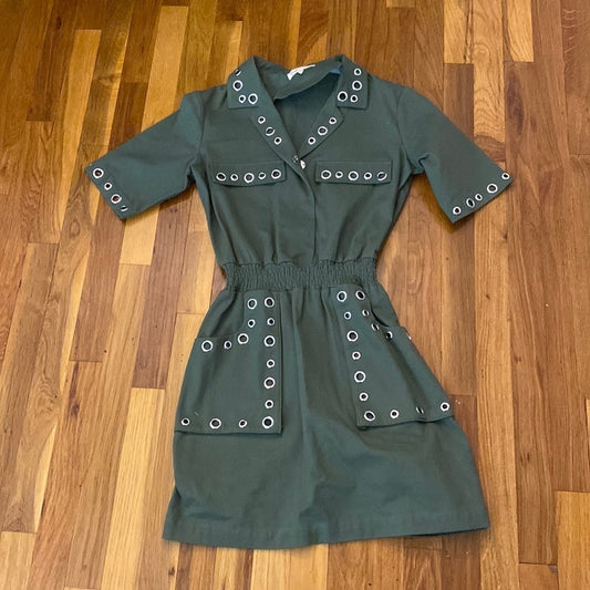 Maje Women’s Green Cotton Mini Dress Size 40