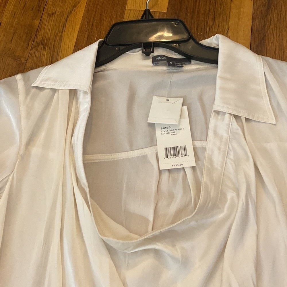 NWT Vince Women’s Cream Collared Blouse Size 6