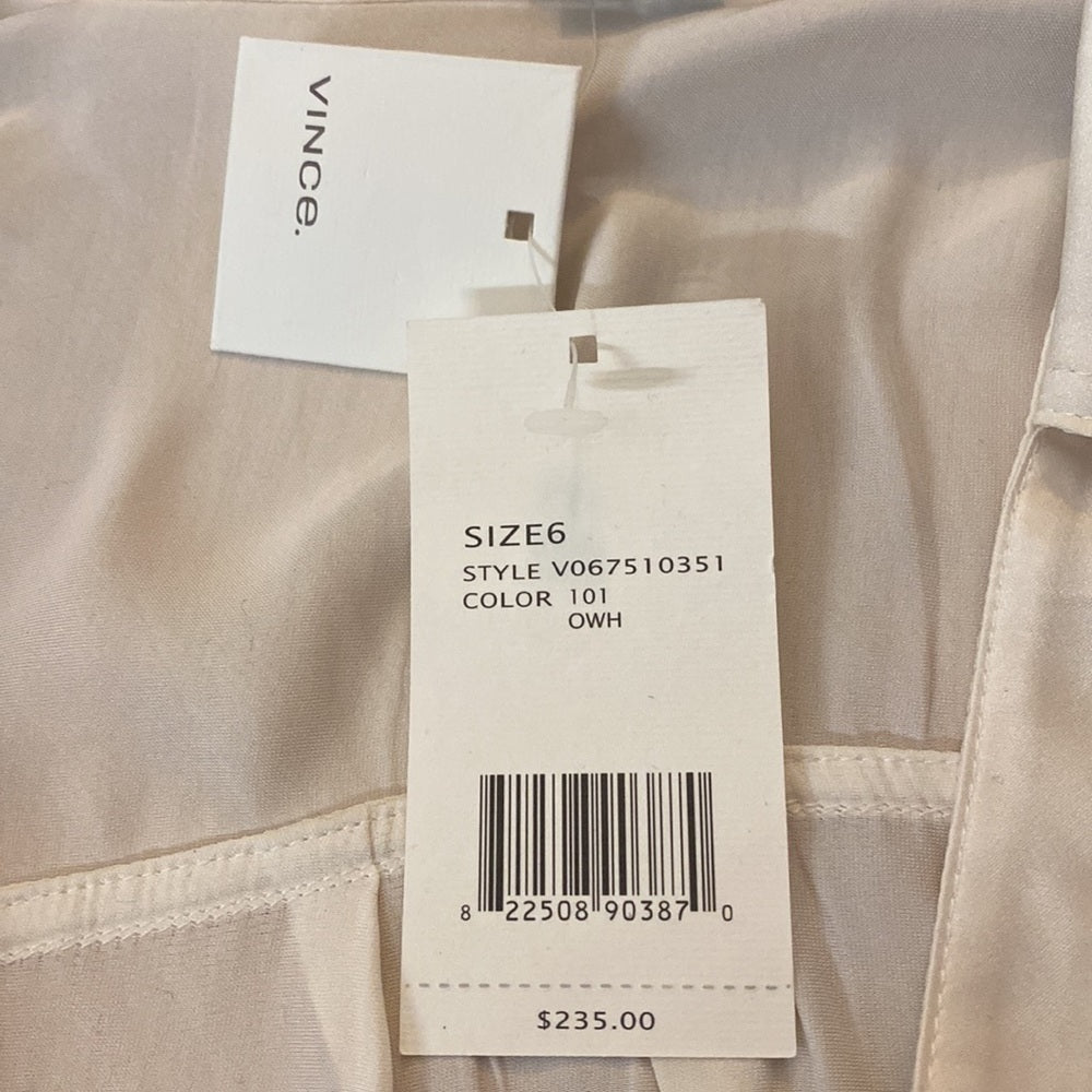 NWT Vince Women’s Cream Collared Blouse Size 6