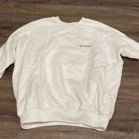 Spiritual Gangster Women’s White “Trust Your Soul” Crewneck - XS