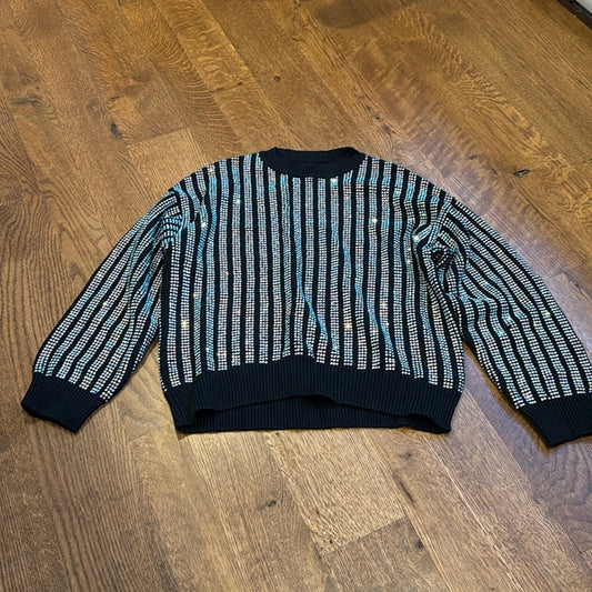 R+A Women’s Sweater Black and Silver Size Small