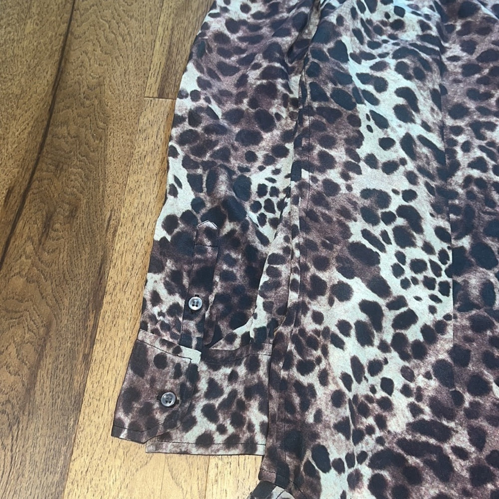 Ètoile Isabel Marant Woman’s Cheetah Print Silk Top Size 1/Small