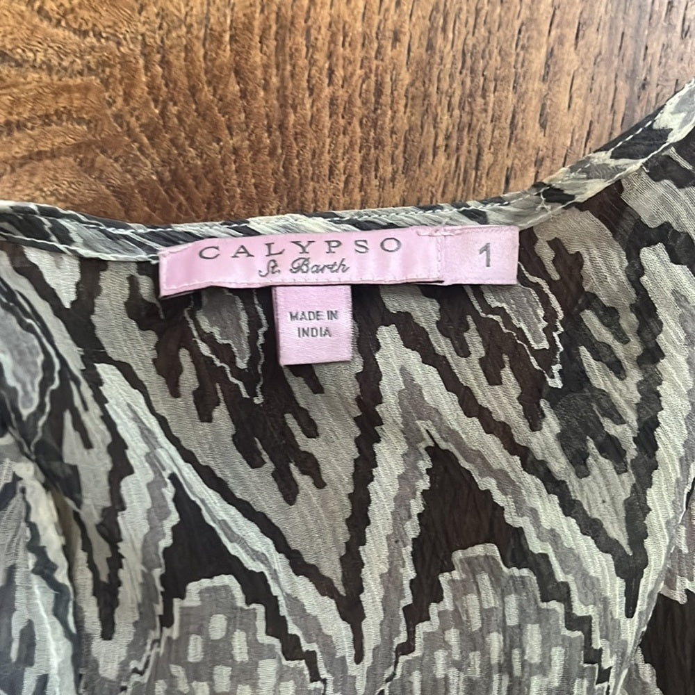 Calypso Woman’s Printed Silk Wrap Dress Size 1/Small